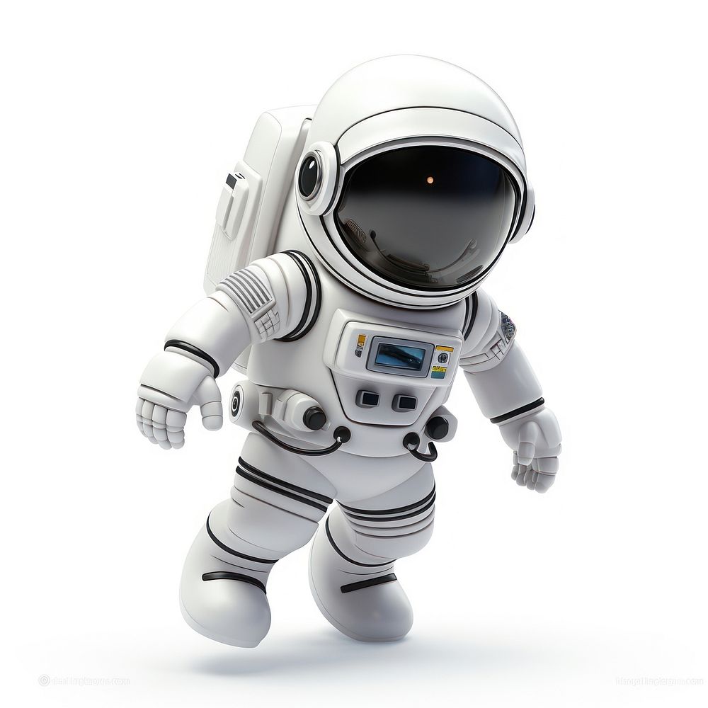 Astronaut white background futuristic technology. 