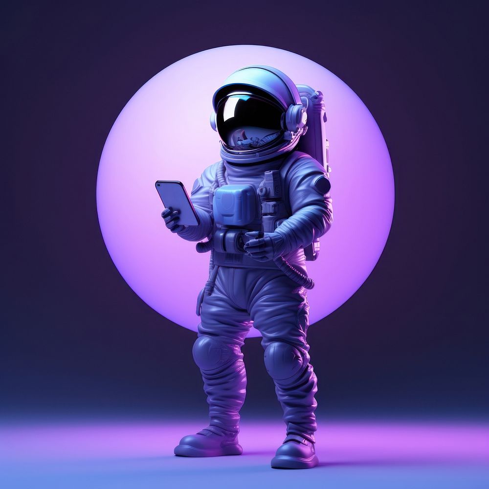 Astronaut helmet purple phone