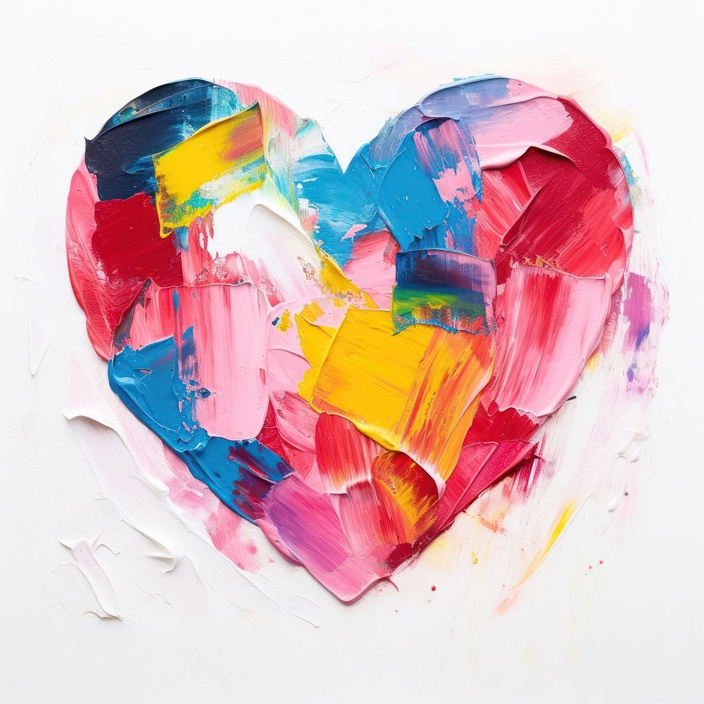 Painting art heart white background