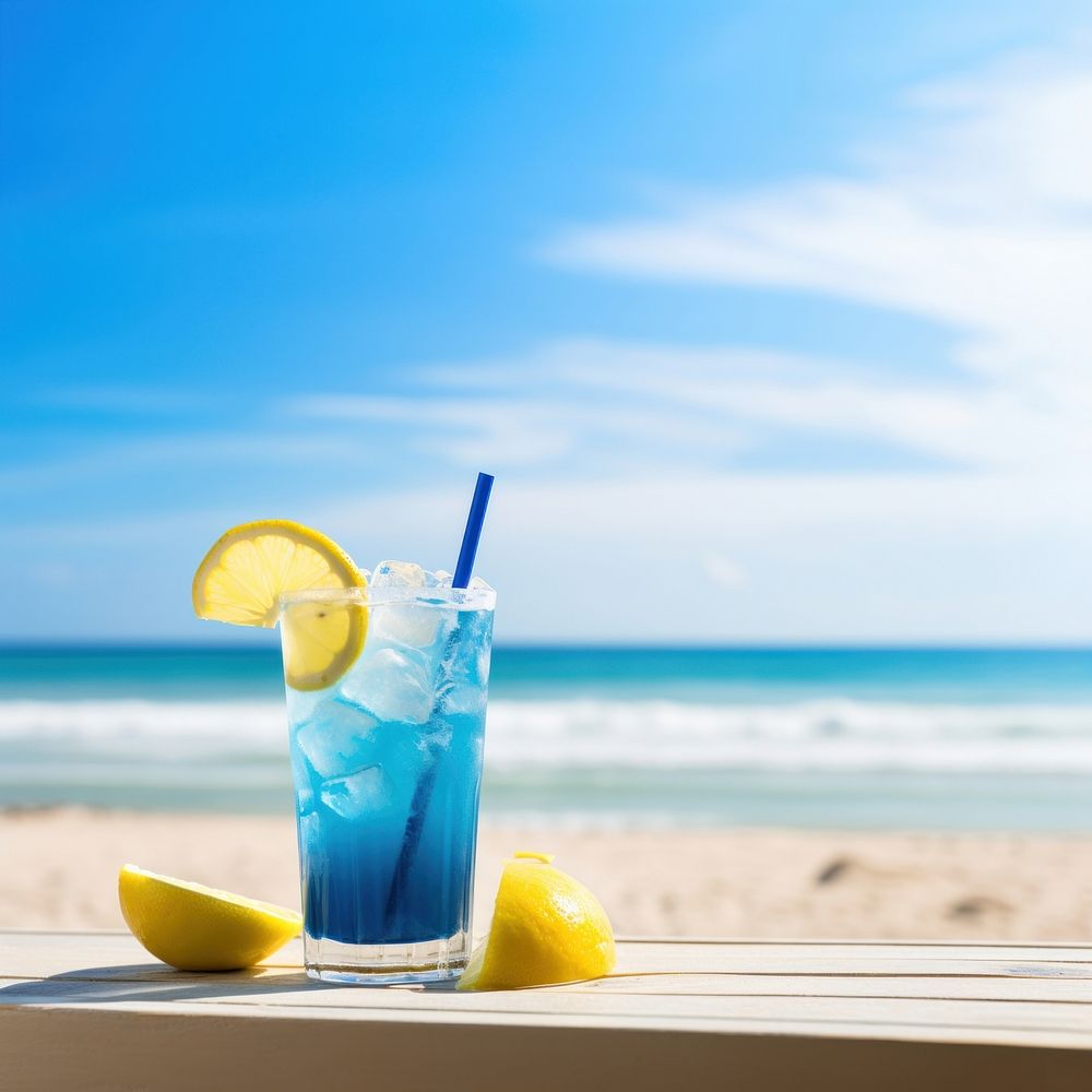Beach cocktail lemonade outdoors. AI generated Image by rawpixel.