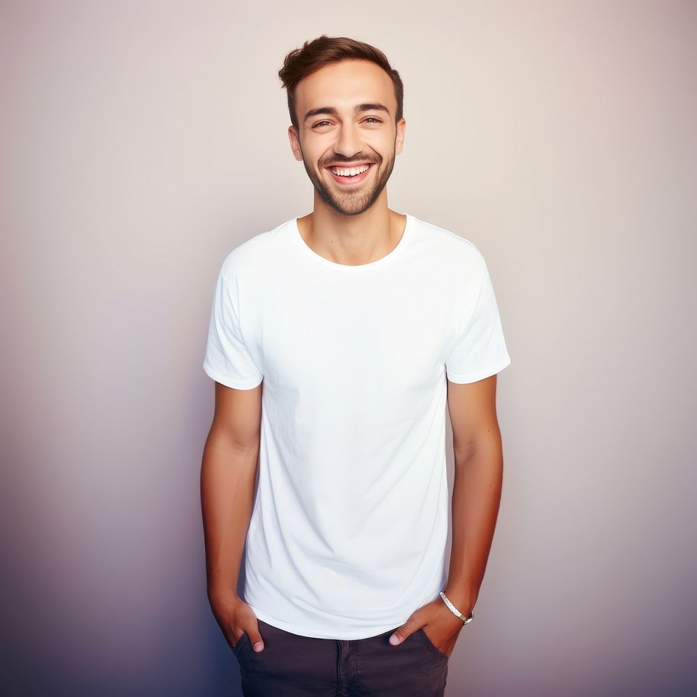 Portrait t-shirt sleeve smile. AI generated Image by rawpixel.