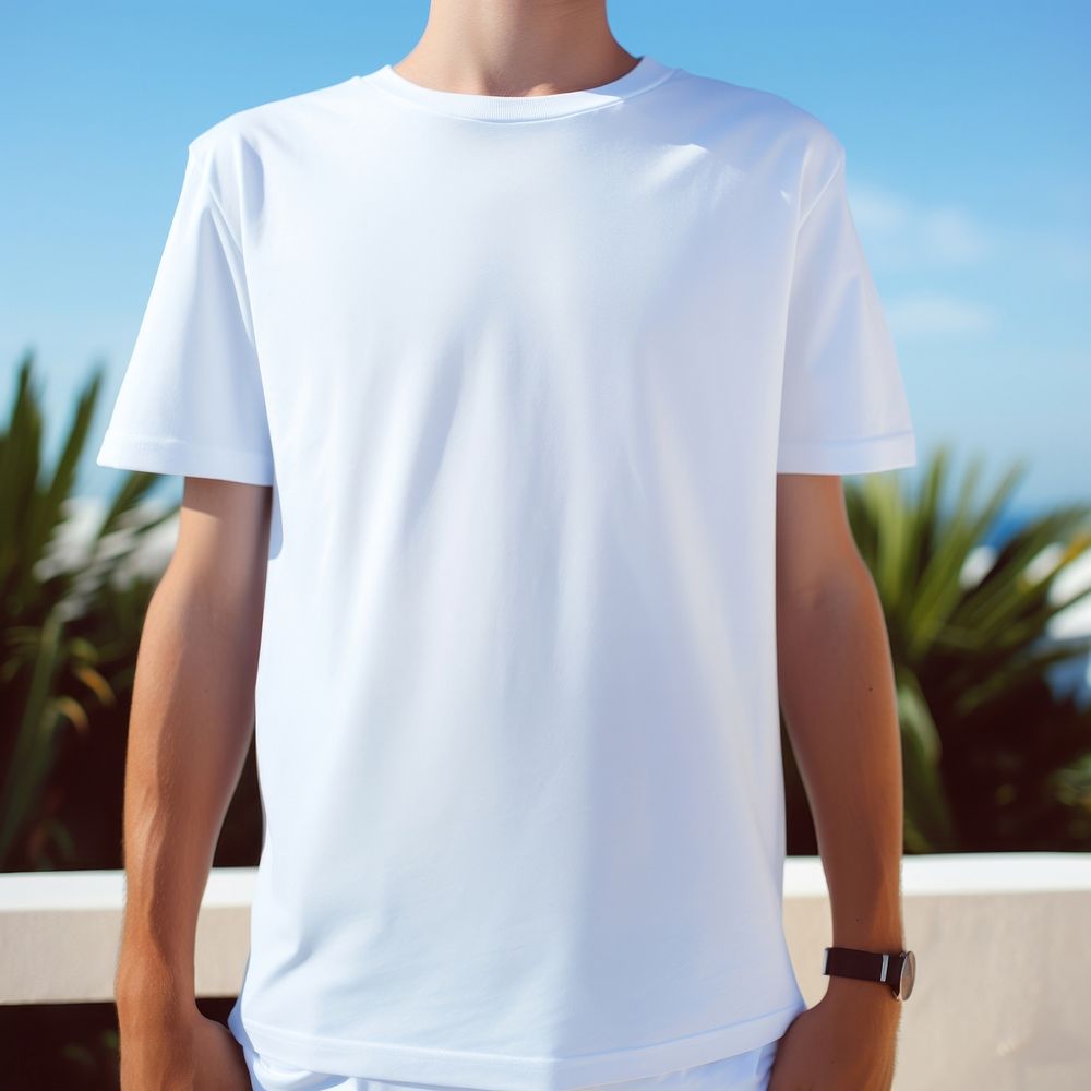 T-shirt outdoors sleeve white. 