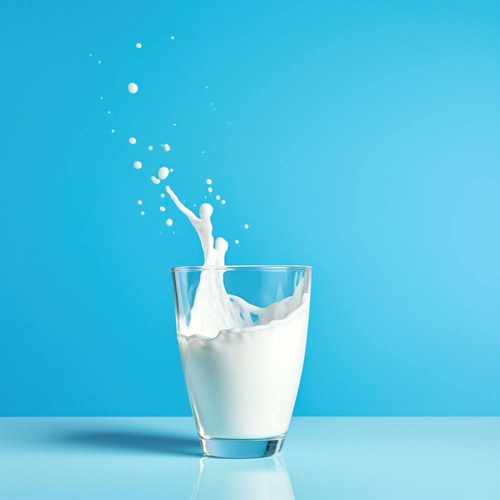 Milk splashing dairy glass. 