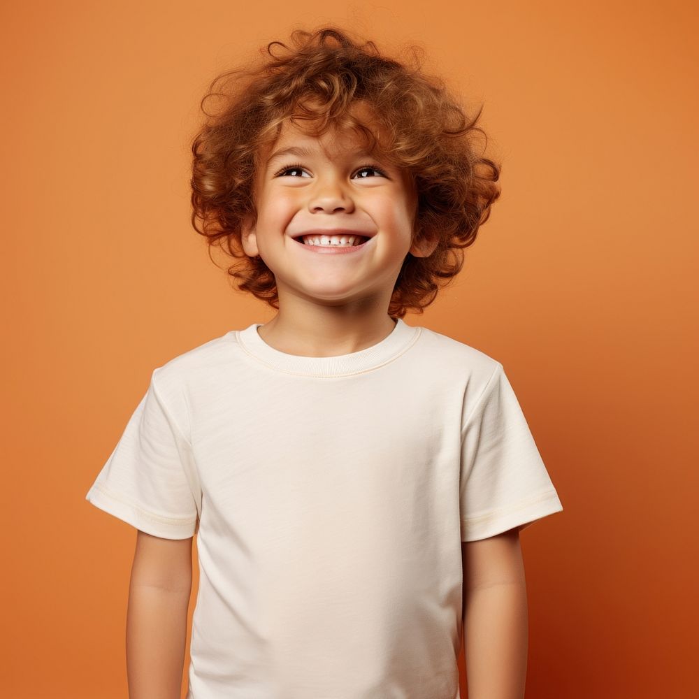 Portrait t-shirt laughing smile. 