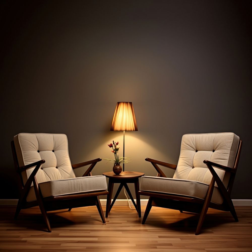 Furniture armchair light lamp. AI generated Image by rawpixel.