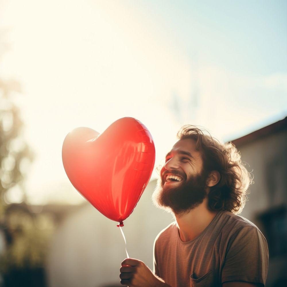 Love balloon smiling holding. 