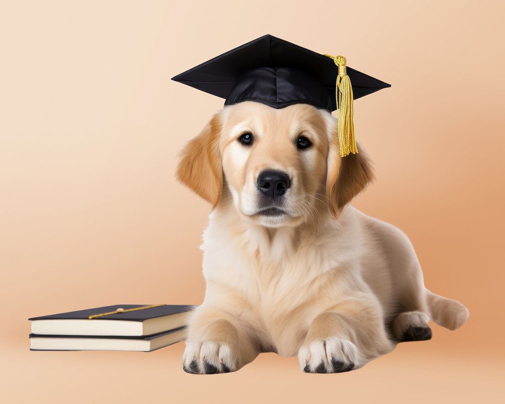 Graduation puppy retriever animal. AI generated Image by rawpixel.