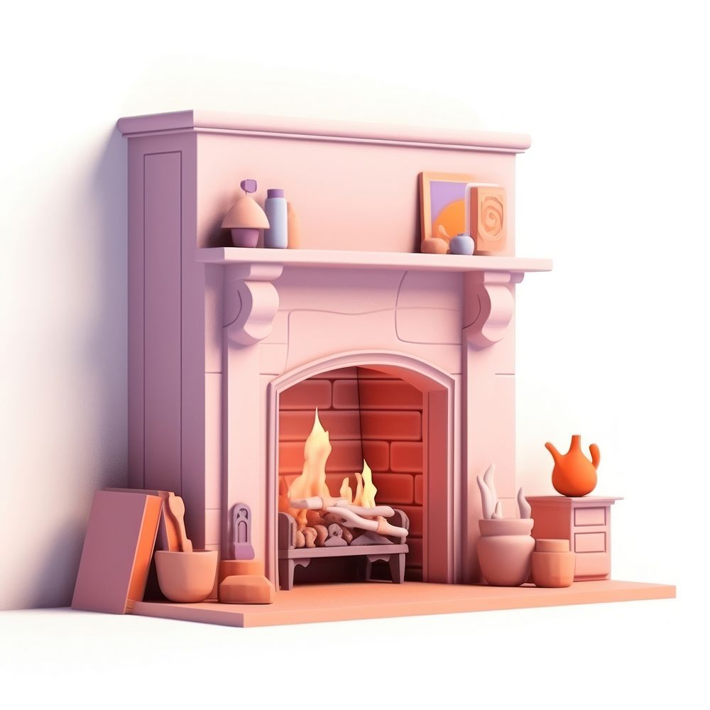 Fireplace hearth architecture dollhouse. AI generated Image by rawpixel.