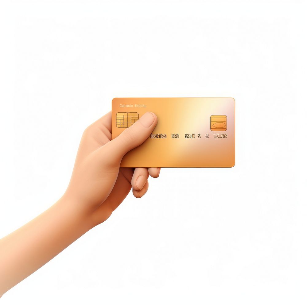 Holding hand white background credit card. 