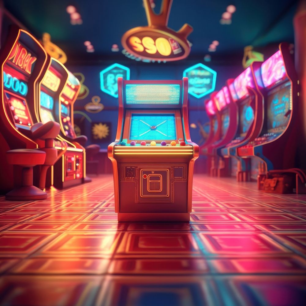 Game gambling architecture illuminated. AI generated Image by rawpixel.