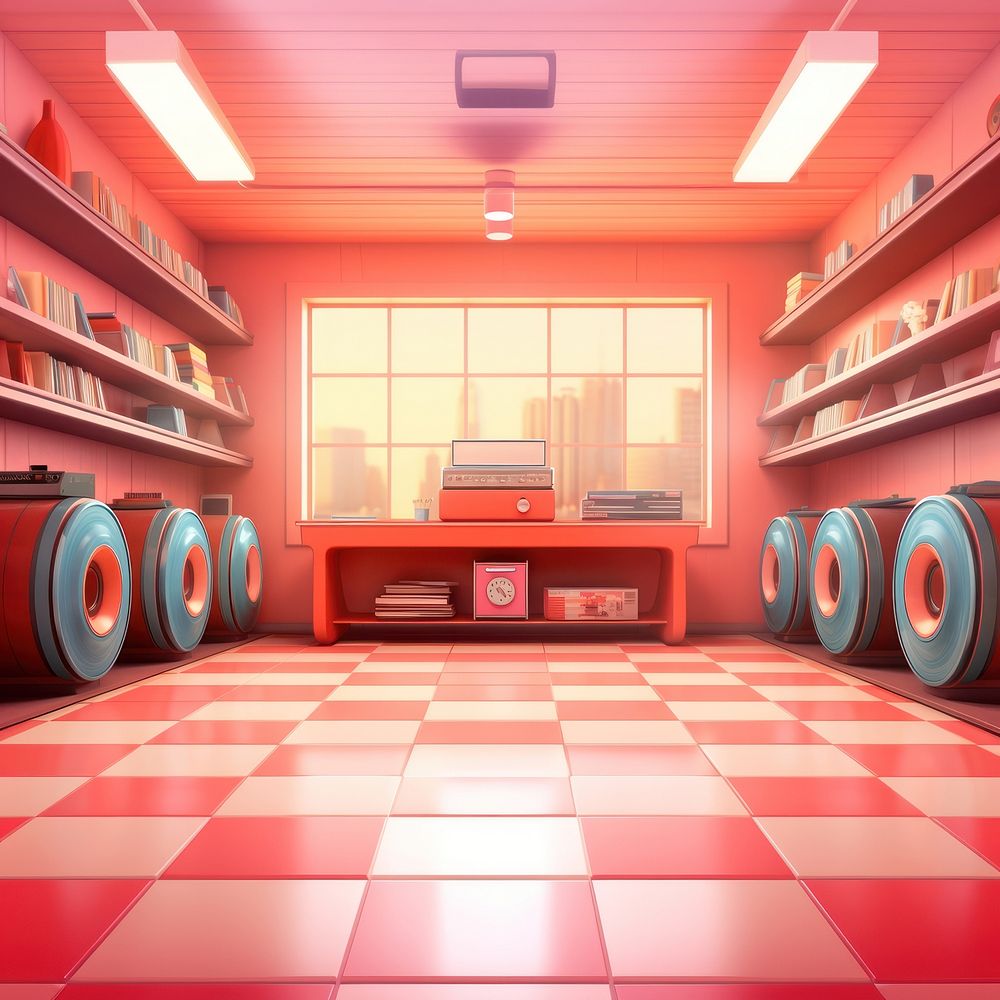 Architecture illuminated technology laundromat. AI generated Image by rawpixel.