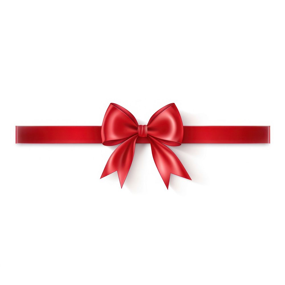 Ribbon bow red white background. 