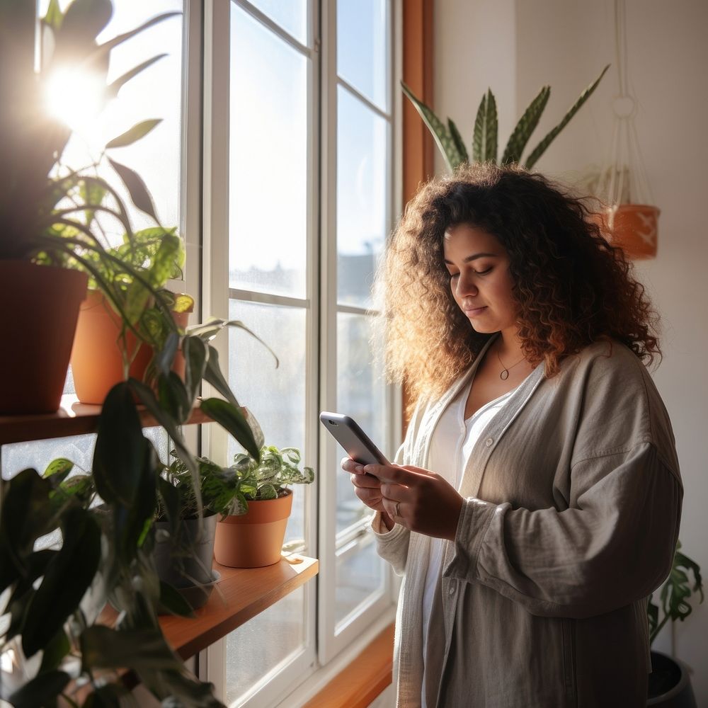 Windowsill adult plant contemplation. AI generated Image by rawpixel.
