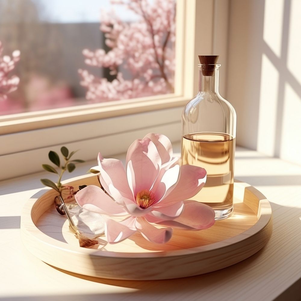 Table magnolia blossom bottle. 