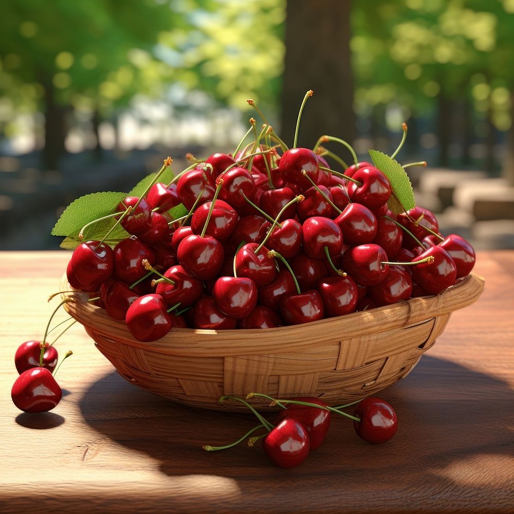 Cherry basket fruit plant. AI generated Image by rawpixel.