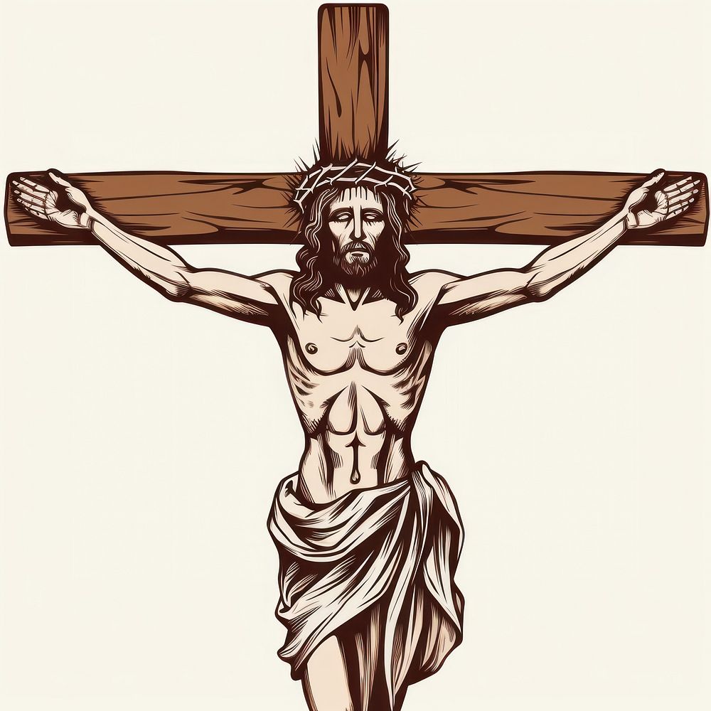 Crucifix drawing symbol cross. AI generated Image by rawpixel.