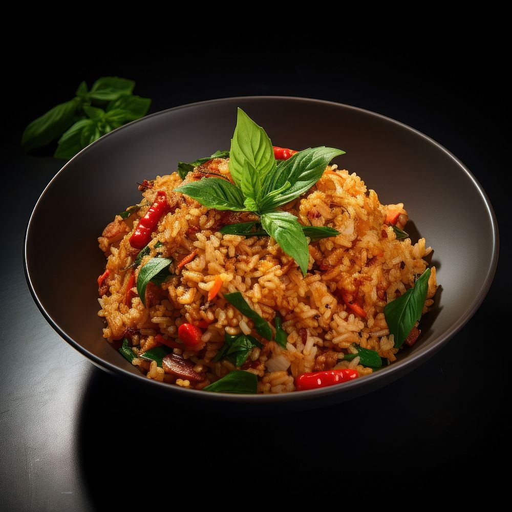 Food rice basil fried rice. AI generated Image by rawpixel.