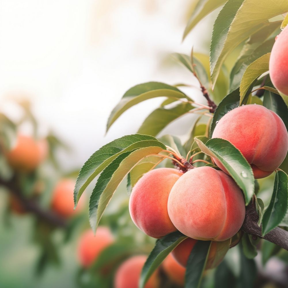 Peach outdoors plant fruit. 