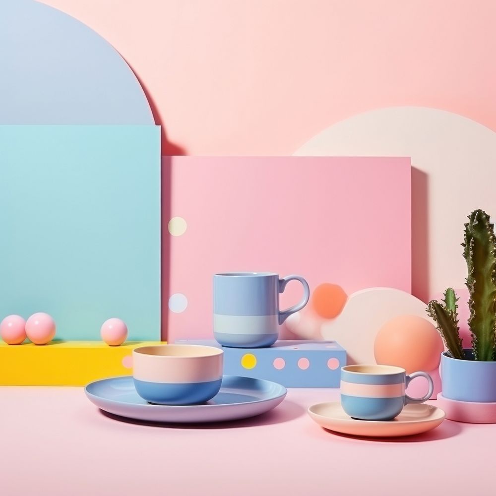 Table tableware saucer cup. AI generated Image by rawpixel.