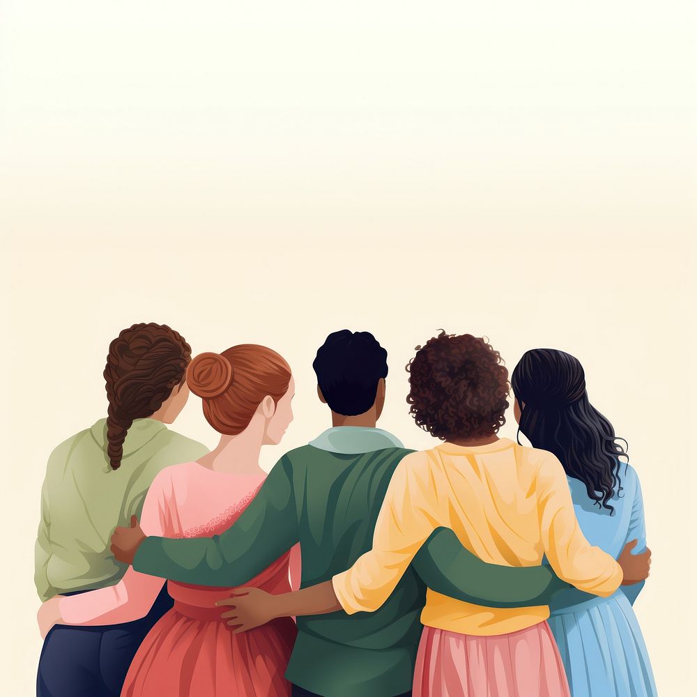Drawing people adult togetherness. AI generated Image by rawpixel.