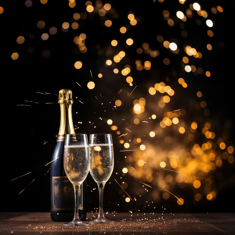 Celebration fireworks champagne bottle. AI generated Image by rawpixel.