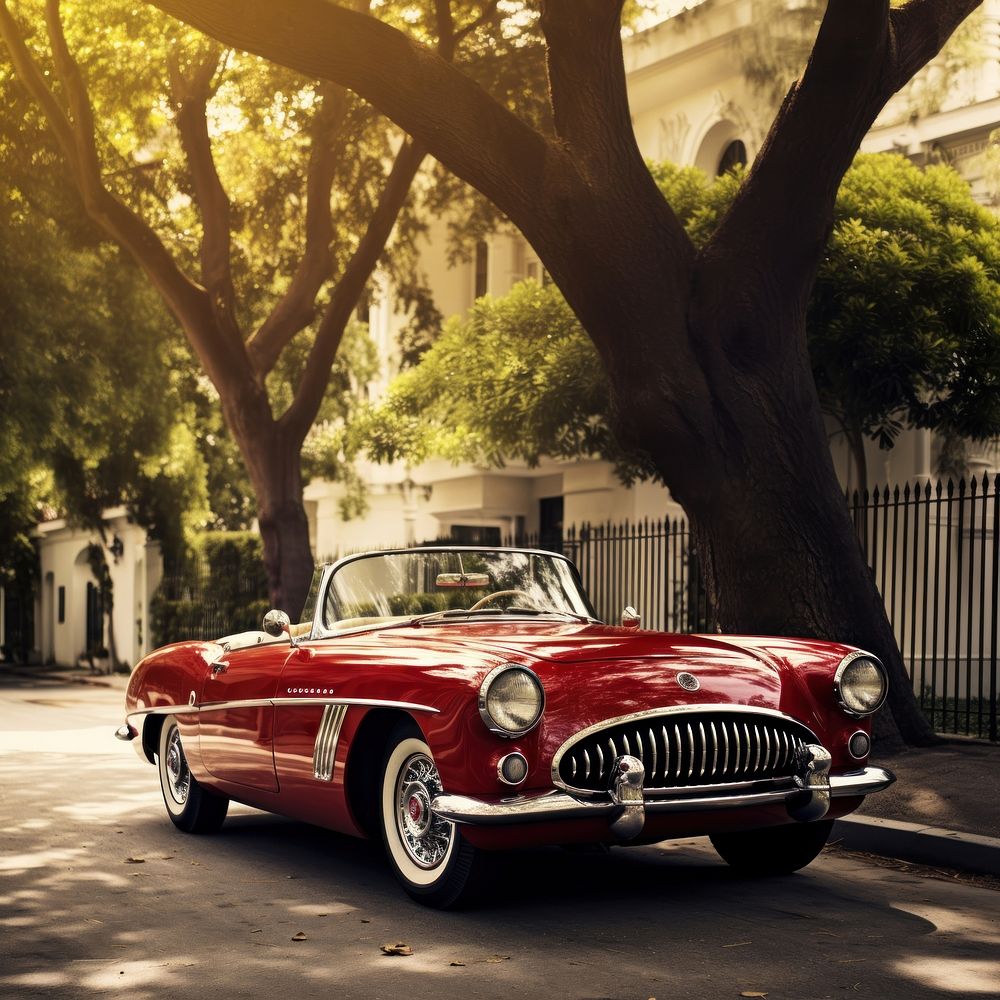 Vintage car convertible vehicle. AI generated Image by rawpixel.