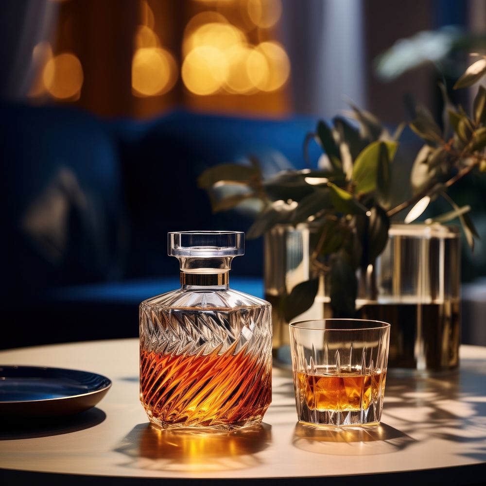 Glass perfume bottle whisky. AI generated Image by rawpixel.