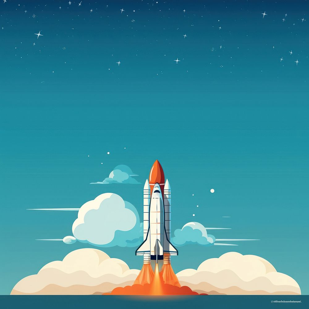 Rocket vehicle space blue. AI generated Image by rawpixel.