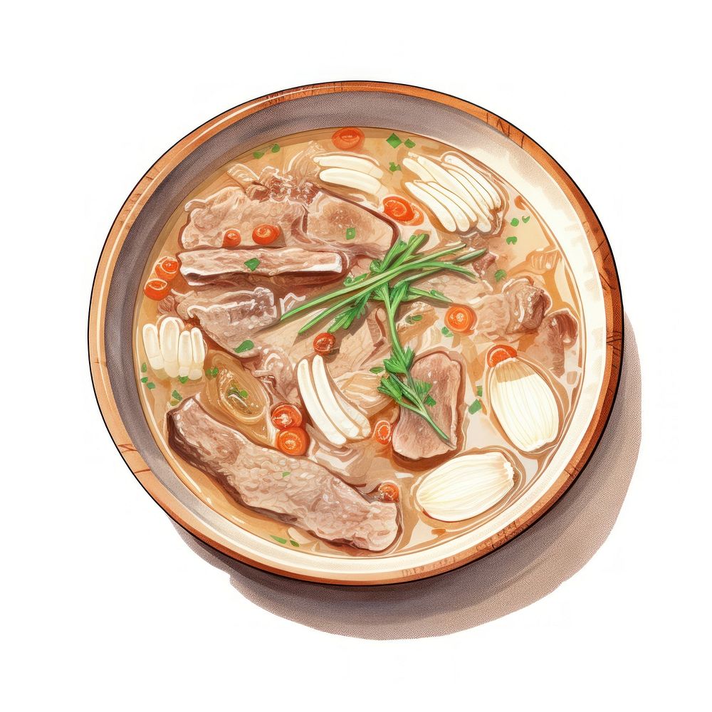 Ox Bone Soup food soup plate. AI generated Image by rawpixel.