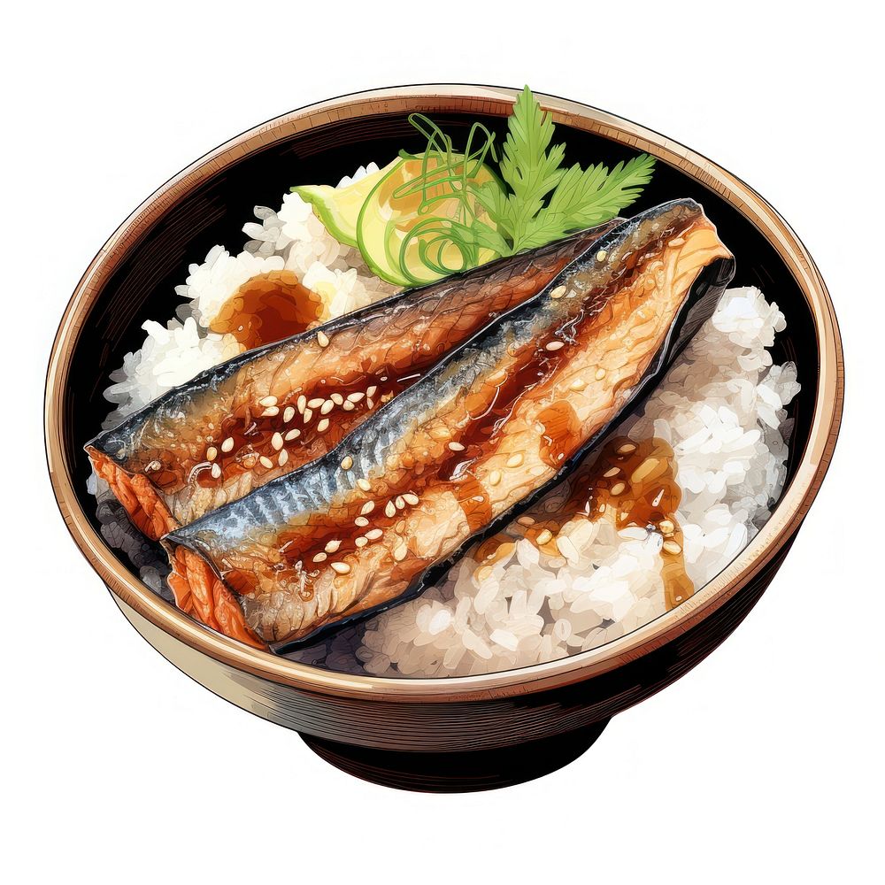 Grilled Eel Rice Bowl rice bowl food. AI generated Image by rawpixel.