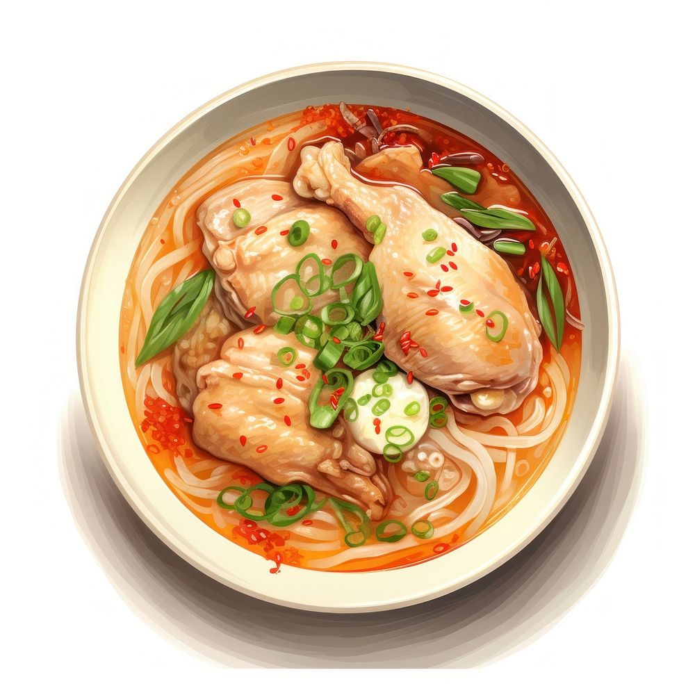 Chicken ginseng soup plate food meal. AI generated Image by rawpixel.