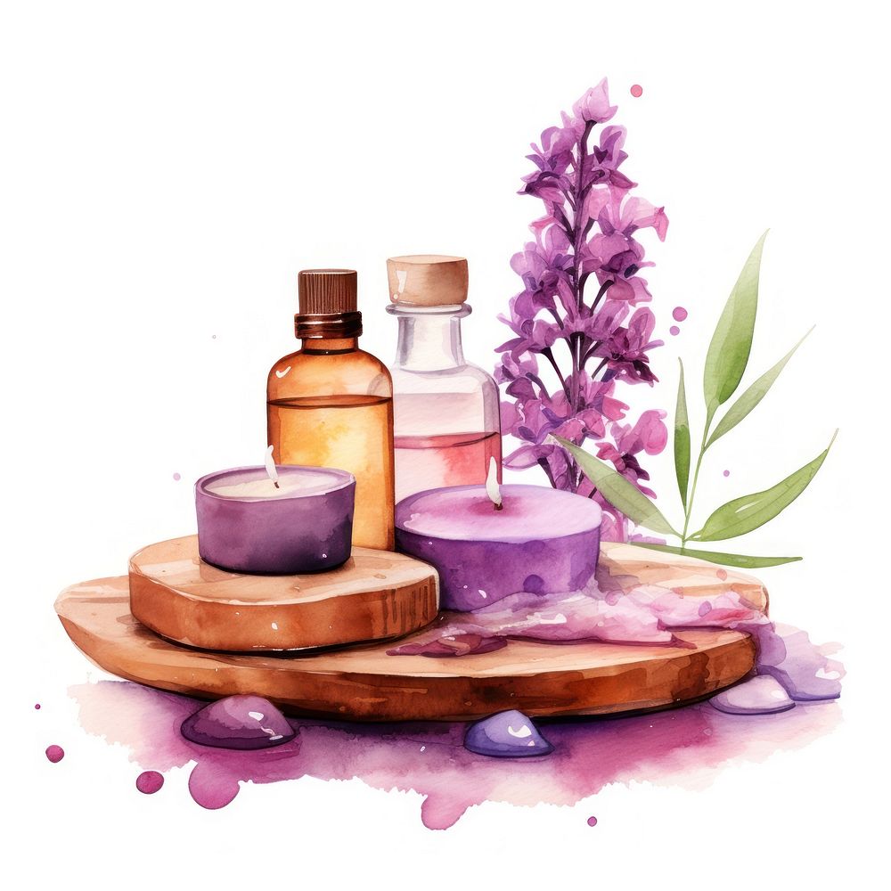 Lavender therapy bottle flower. AI generated Image by rawpixel.