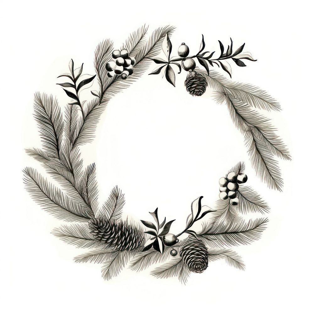 Drawing sketch wreath plant. AI generated Image by rawpixel.