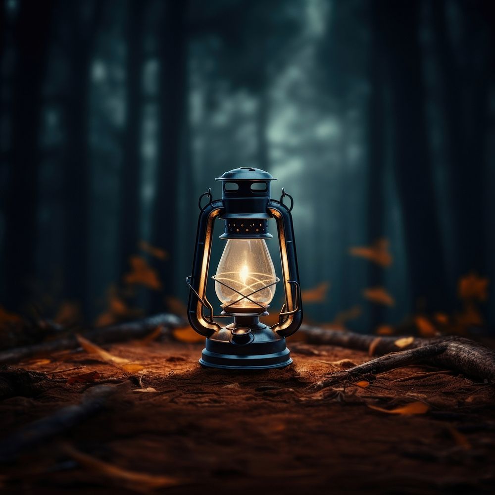 Lantern lamp illuminated tranquility. 