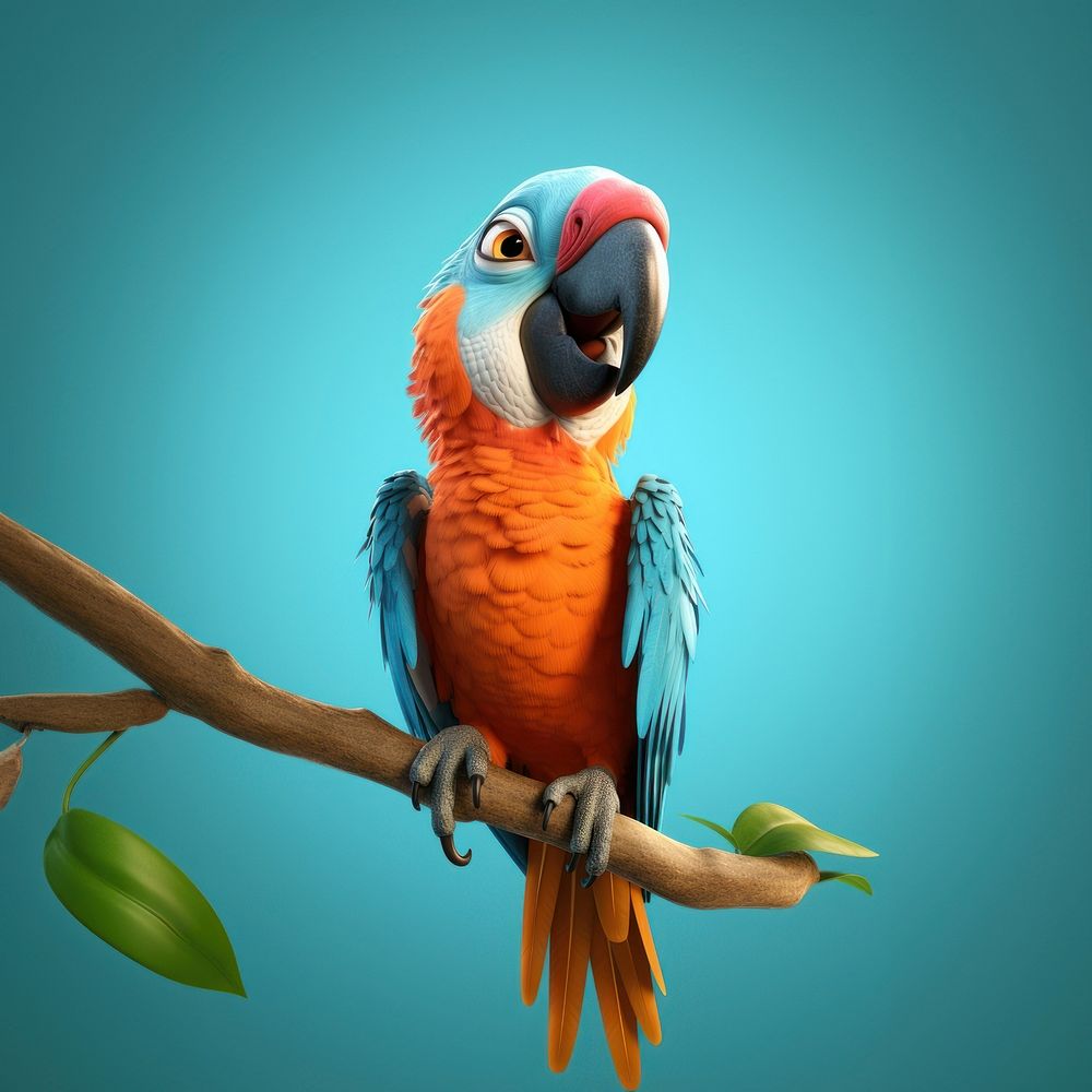 Parrot animal branch bird. AI generated Image by rawpixel.