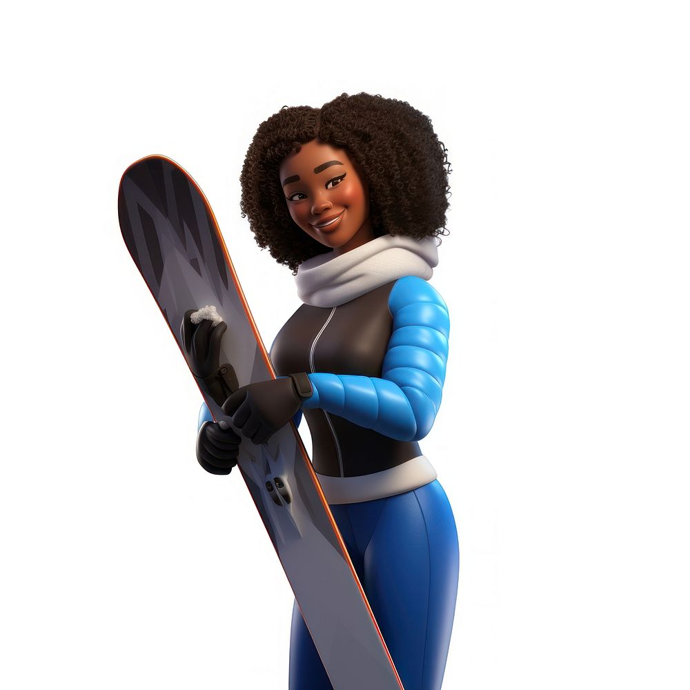 Adult woman white background snowboarding. AI generated Image by rawpixel.