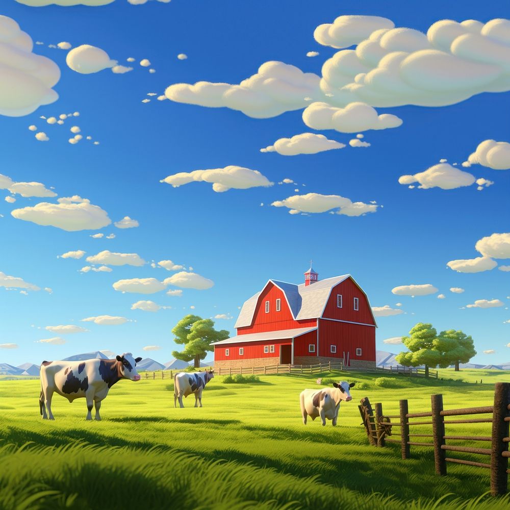 Field barn cow architecture. AI generated Image by rawpixel.