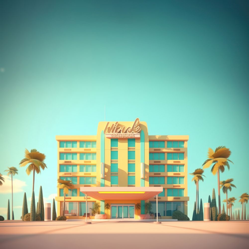 Hotel architecture building resort. AI generated Image by rawpixel.