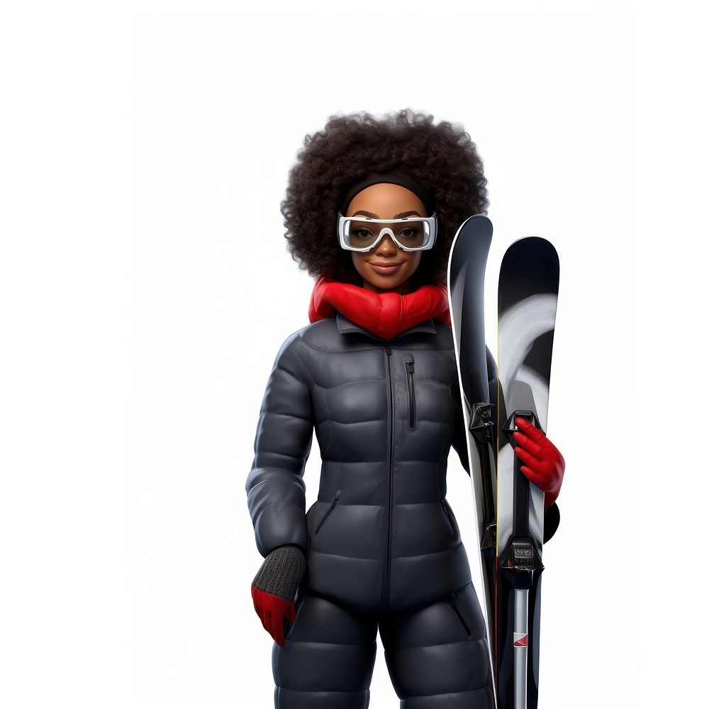 Adult woman ski white background. AI generated Image by rawpixel.