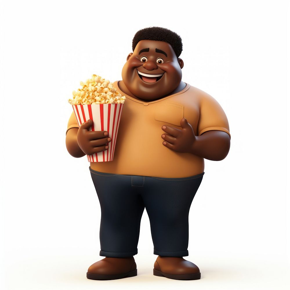 Cartoon popcorn white background happiness. AI generated Image by rawpixel.