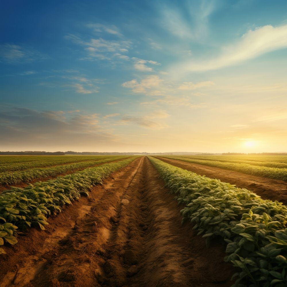 Field agriculture outdoors horizon. AI generated Image by rawpixel.