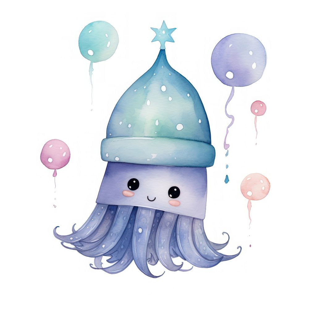 Jellyfish cartoon invertebrate cephalopod. AI generated Image by rawpixel.