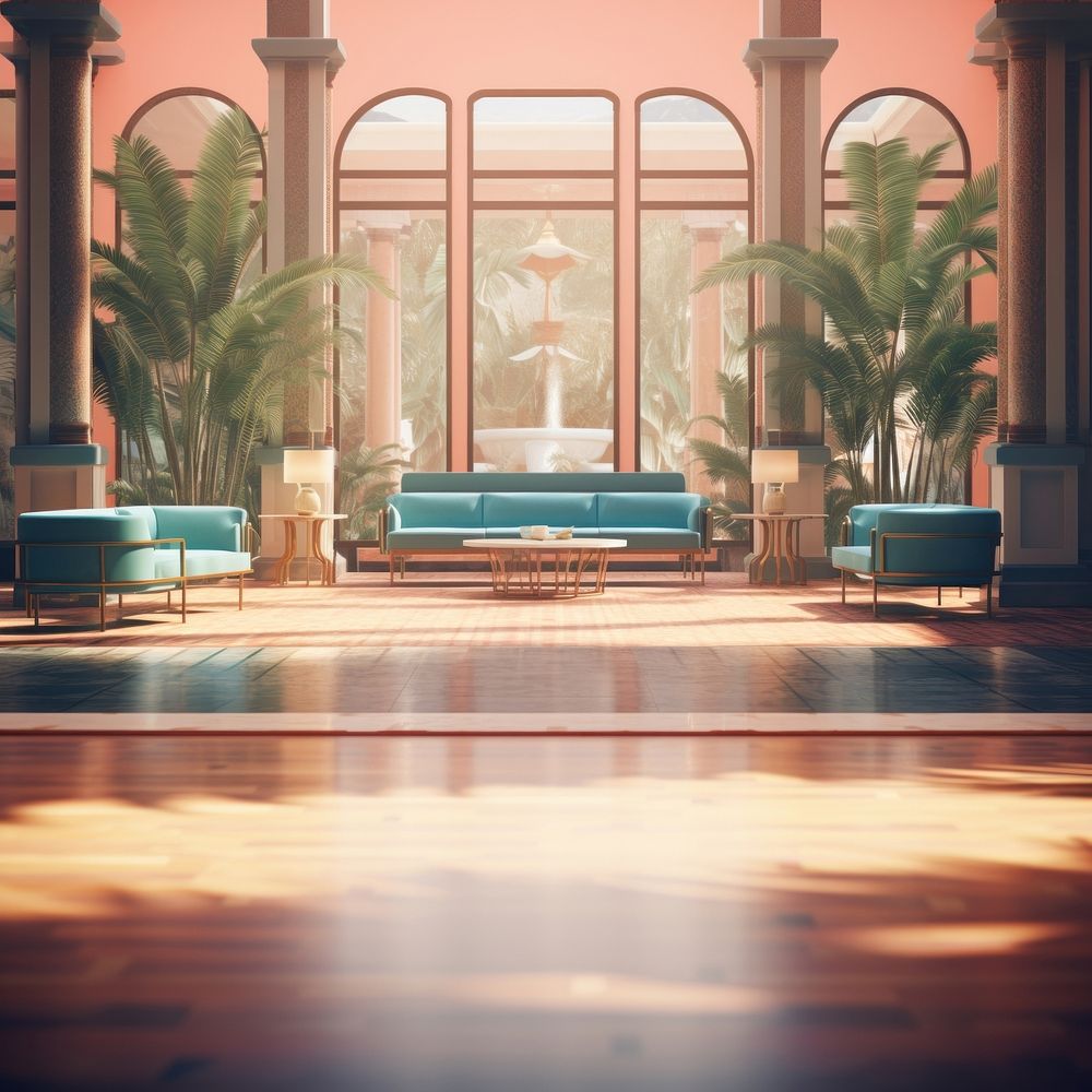 Lobby architecture furniture flooring. AI generated Image by rawpixel.
