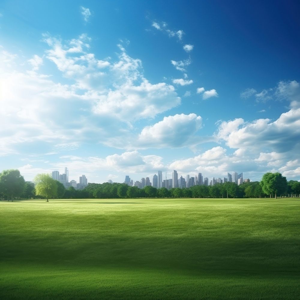 Park landscape, outdoors blue sky. AI generated Image by rawpixel.