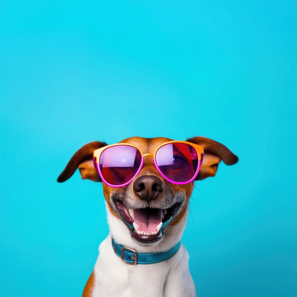 Glasses dog sunglasses portrait. AI generated Image by rawpixel.