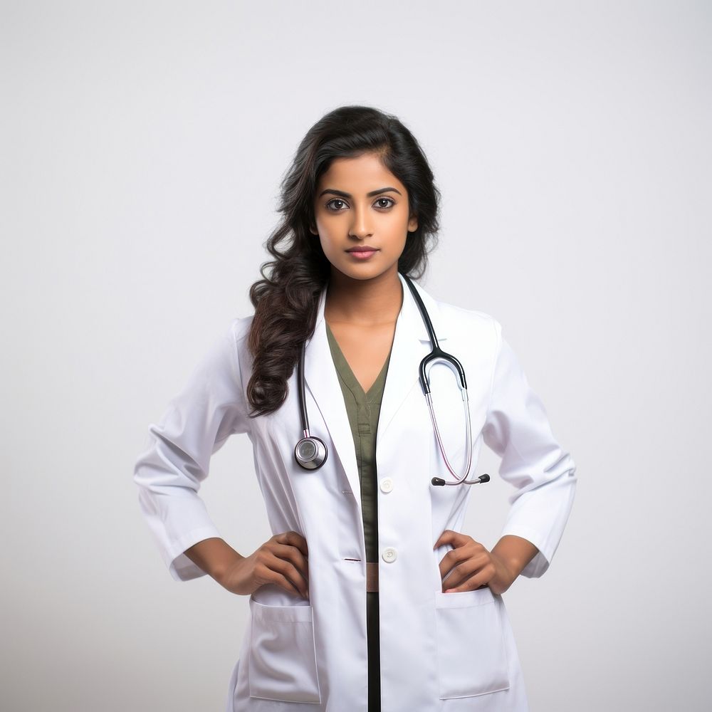 Stethoscope doctor women white background. 