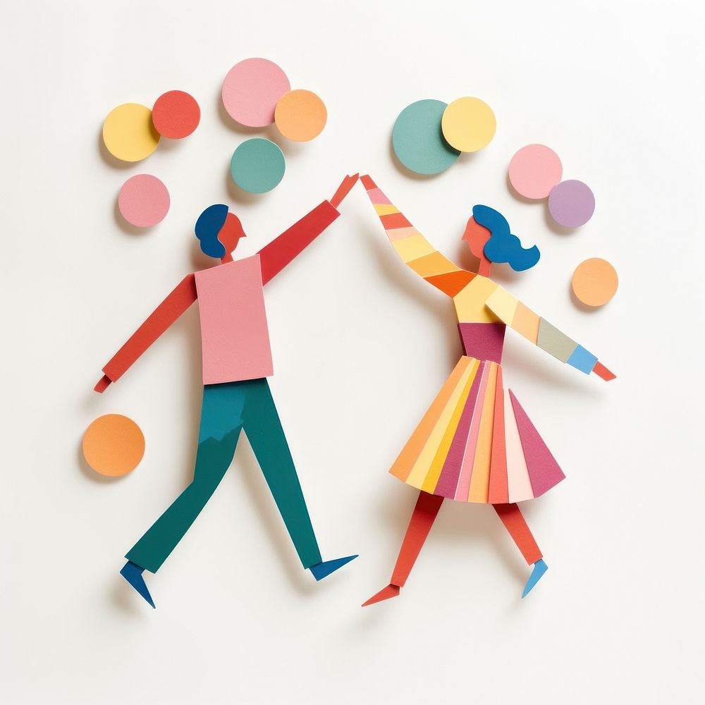 Dancing people paper art. AI generated Image by rawpixel.