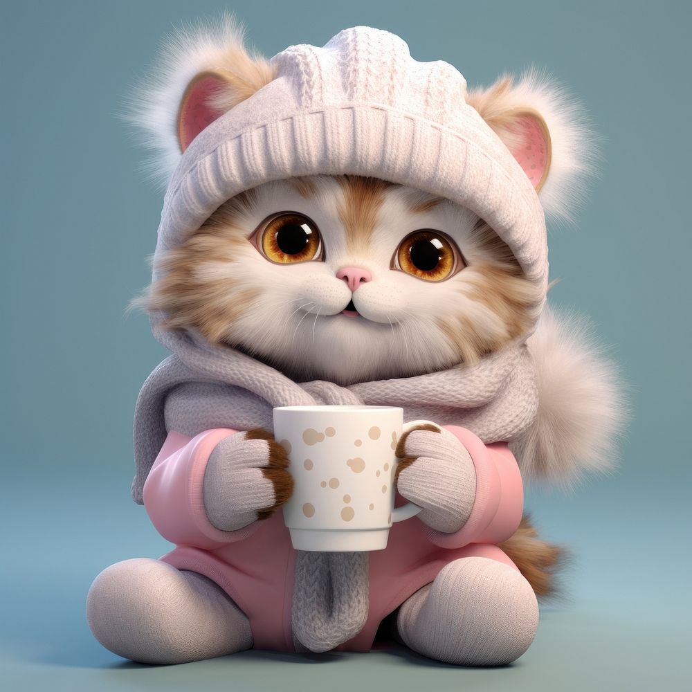 Mammal kitten cute cup. 