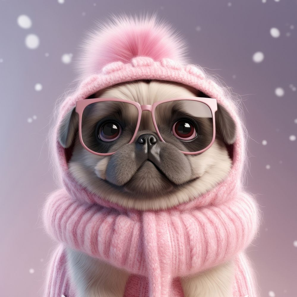 Pug dog glasses mammal. AI generated Image by rawpixel.