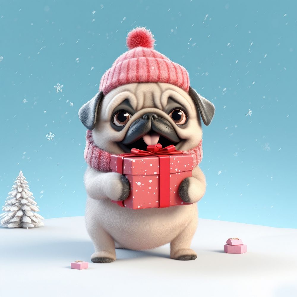 Pug dog figurine animal. 